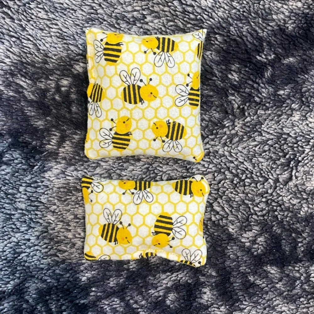Handmade Bee Printed Catnip Toy Pair (Set Of 2)